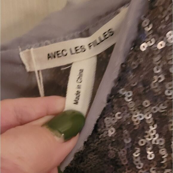 AVEC LES FILLES SILVER SEQUIN GLITTER TOP - Picture 10 of 10